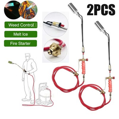 2PCS Propane Weed Torch Burner Ice Melter Push Button Igniter &79'' Hose Portable