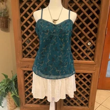 NWT Gap womens medium spaghetti strap teal cami top
