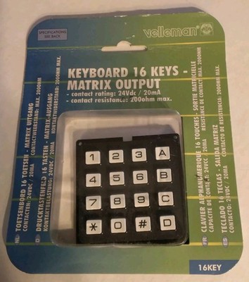 KEYBOARD 16 KEYS - MATRIX OUTPUT CONTACT RATING 24VDC/20mA 200 OHM MAX.