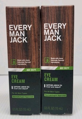 Every Man Jack Age Defy Eye Cream .5oz Nature Green Tea & Kiwi Seed Oil Lot Of 2