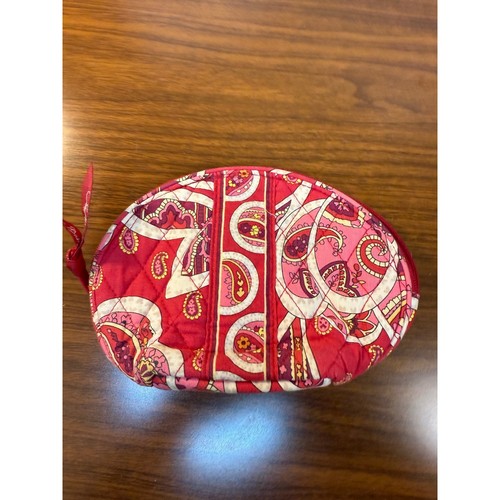 Vera Bradley Zip Cosmetic Makeup Bag with Mirror Red Paisley Travel