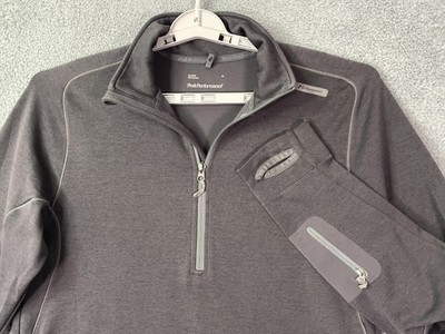 Peak Performance Pullover Mens XL Gray 1/4 Zip Thumbholes Base Layer Top