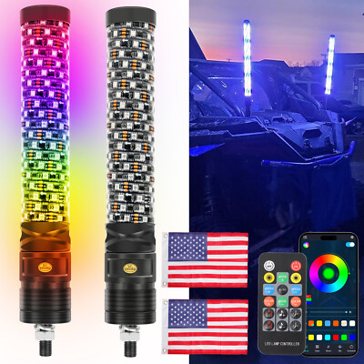 3 inch Thick LED Whip Spiral Chasing RGB 3FT Fat Whip Light For Polaris UTV ATV