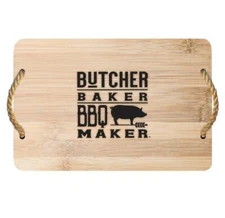 Open Road Butcher Baker BBQ Maker Bamboo Board with Rope Handles, FREE SHIPPING 
