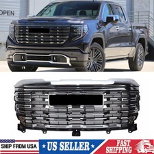 Smoked Chrome Front Bumper Grille Grill New For 2022-2024 GMC Sierra 1500 Denali