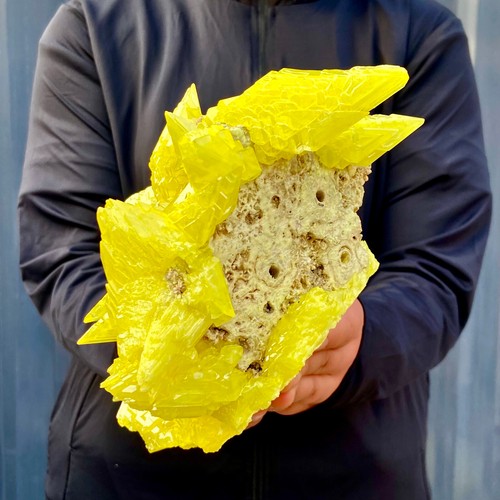 4.9LB Rare yellow sulfur crystal quartz crystal mineral specimen - 第 17/23 張圖片