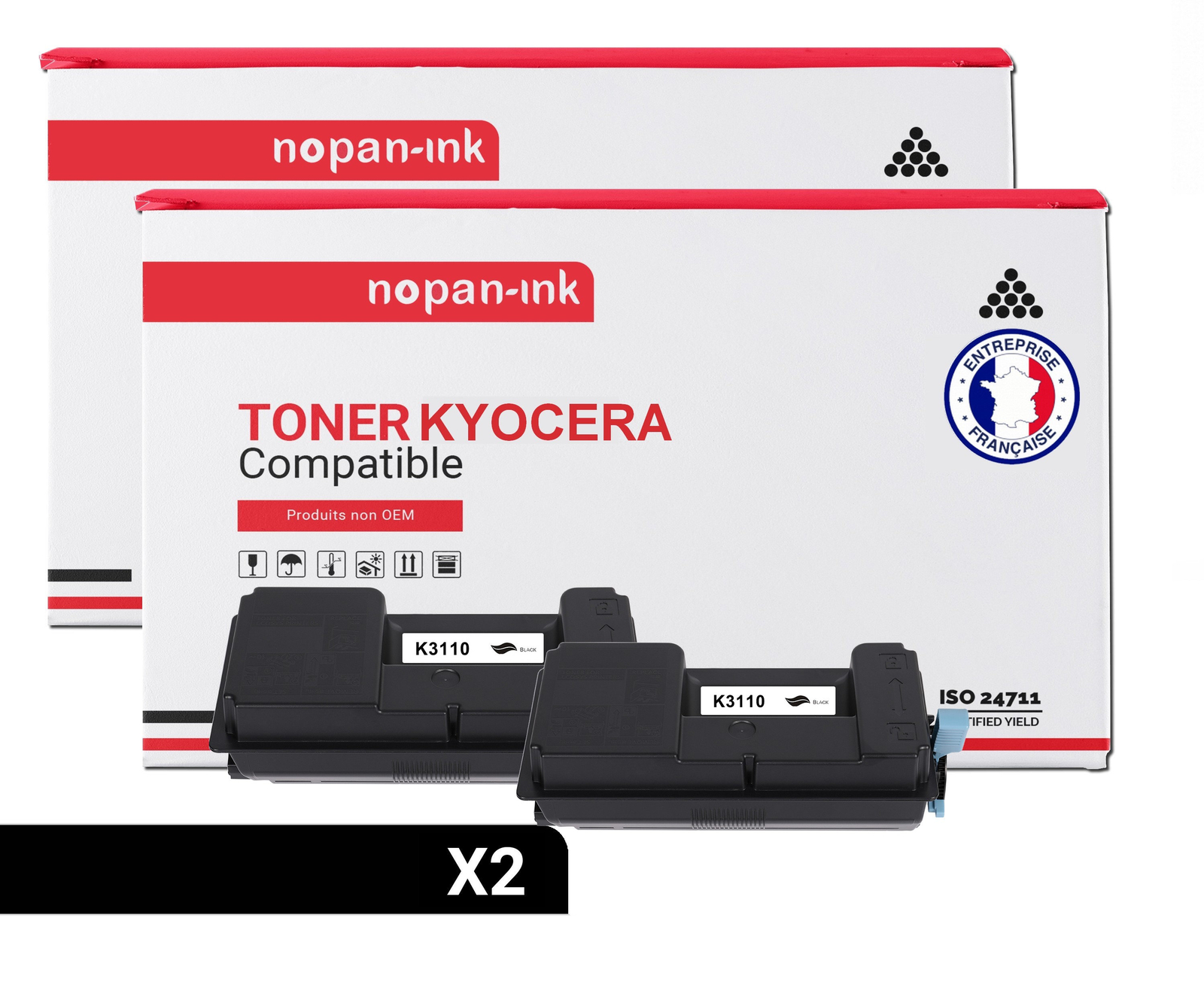 Toner KYOCERA TK3110 Noir Compatible x2 haute capacité pour impression laser nette