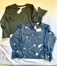 New Tea Collection Bell Sleeve Girls Sweatshirts Black/Charcoal Blueish Size 8