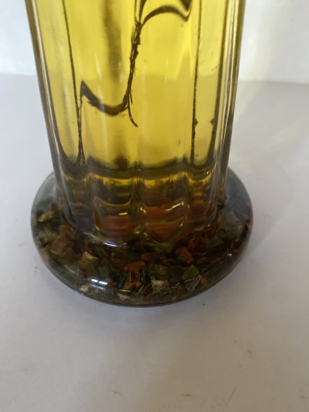 VTG Infused Oil Glass Bottle Decor Display Rosemary Chili 12” Tall Cottage