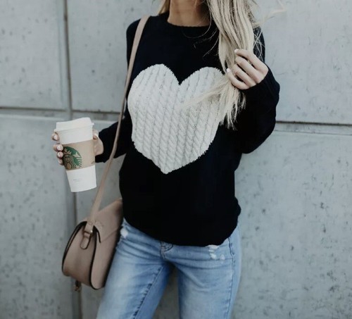 Black Heart Jumper - Sizes 10 | eBay