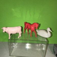 Vintage Baby Rattle Rattles Hav-A-Toys Red Horse ,Pink Cow ,White Swan 50s/60s