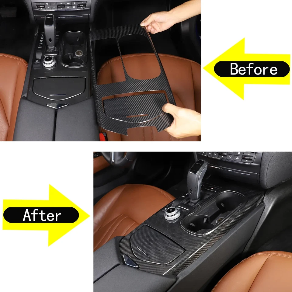 Panel de cambio de marchas central de fibra de carbono real para Maserati Ghibli 2014-23 Foto 2 de 4