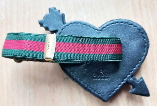 PULSERA GENUINA GUCCI CRISTAL PERFORADO CORAZÓN TELA GROSGRAIN - ¡PIEZA LLAMATIVA! - Imagen 4 de 4