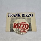 VINTAGE FRANK RIZZO FOR PHILADELPHIA CITY COUNCIL COMPAIGN BUTTON PIN & FLYER