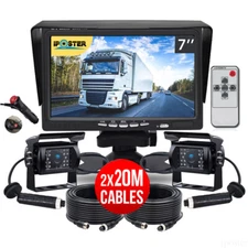 2xBackup Camera Monitor Kit 7'' HD Reversing Waterproof 2x 20m for Truck Trailer