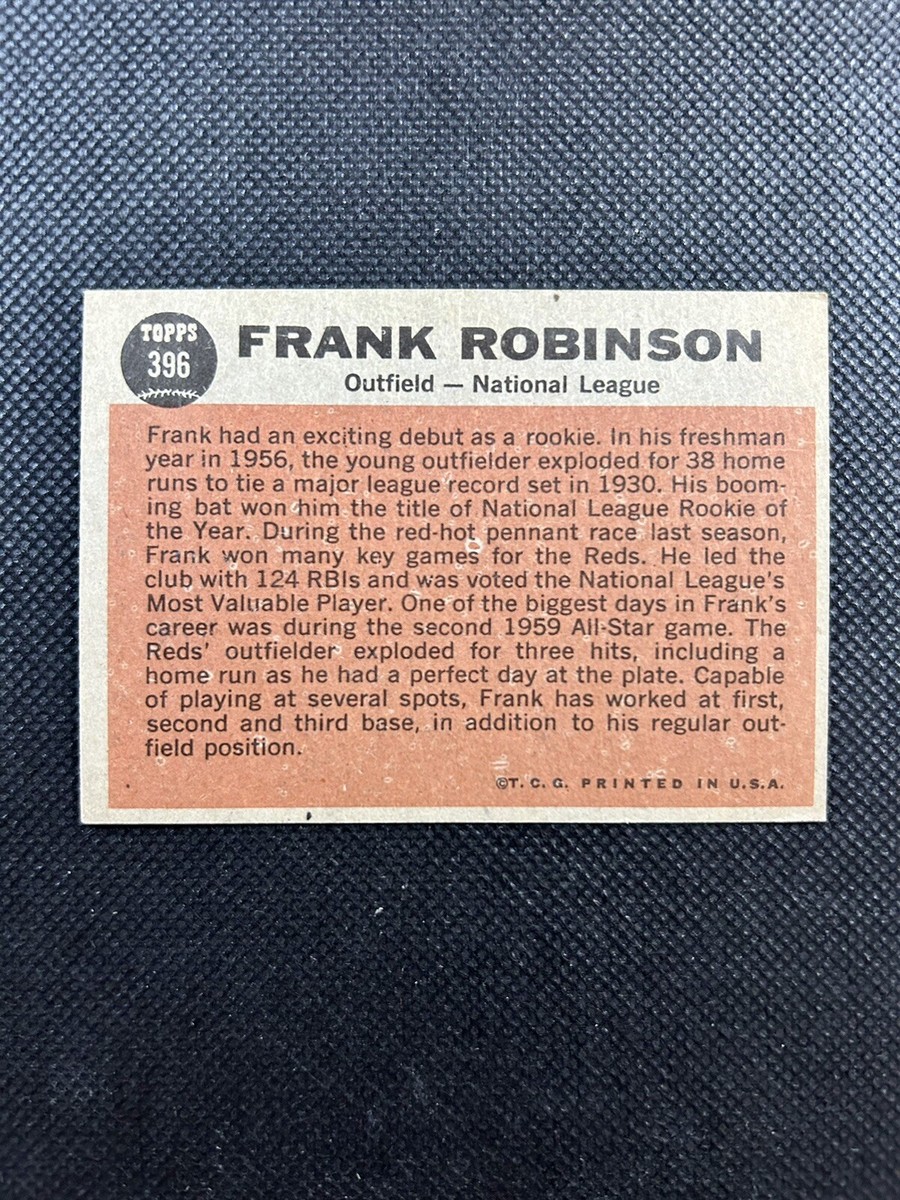 1962 Topps #396 Frank Robinson All Star Cincinnati Reds mid