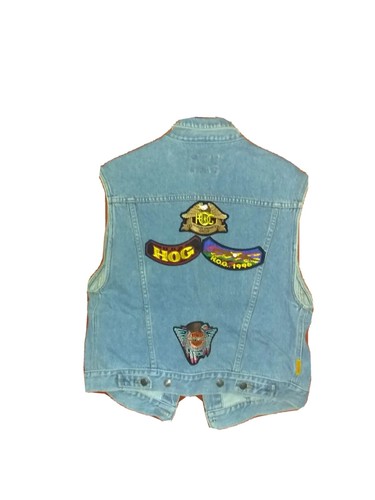 Harley Davidson Vest Patches and Pins Ladies Of Harley on Jordache Denim Vest - Picture 3 of 11