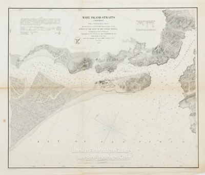1857 Coast Survey Chart Mare Island Strait California Antique Nautical Chart