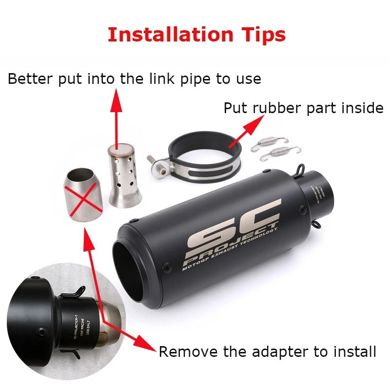 Para Yamaha FZ6 2004-2011 Tubo de enlace de escape Negro Silenciador Puntas Sistema Deslizable Foto 4 de 4