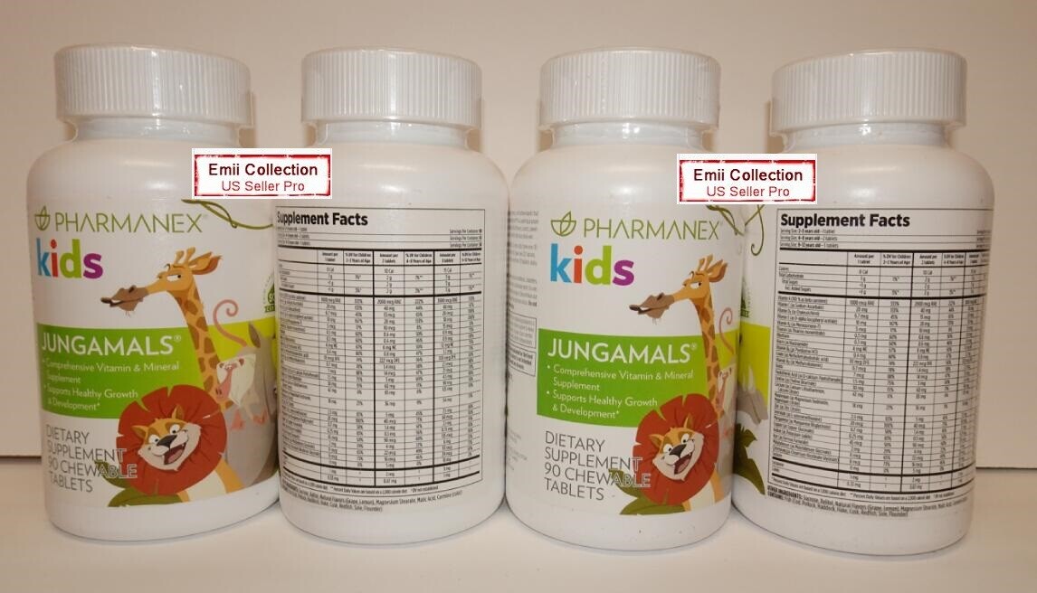 Nu Skin Pharmanex Kids Jungamals 90 Chewable Tablets (4 Bottles 