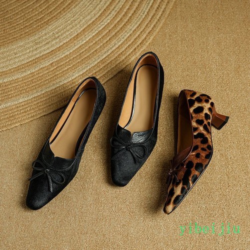 Women's Sexy Leopard Print Banquet Evening Dress Formal Mid Kitten Heel Shoes OL - Picture 14 of 18