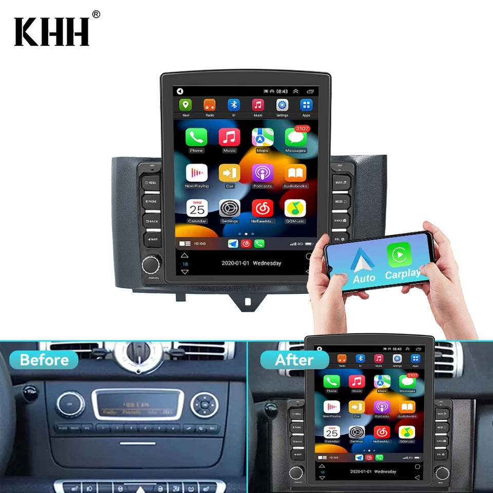 9.7" Android 13 Für Smart Fortwo 451 2010-2015 Autoradio GPS Navi CarPlay 4+64G - Bild 4 von 4