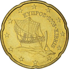 [#373086] Cipro, 20 Euro Cent, 2008, SPL, Ottone, KM:82
