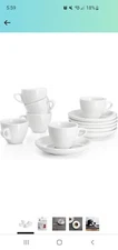 401.001 Porcelain Espresso Cups With Saucers 2 Ounce Set Of 6 White