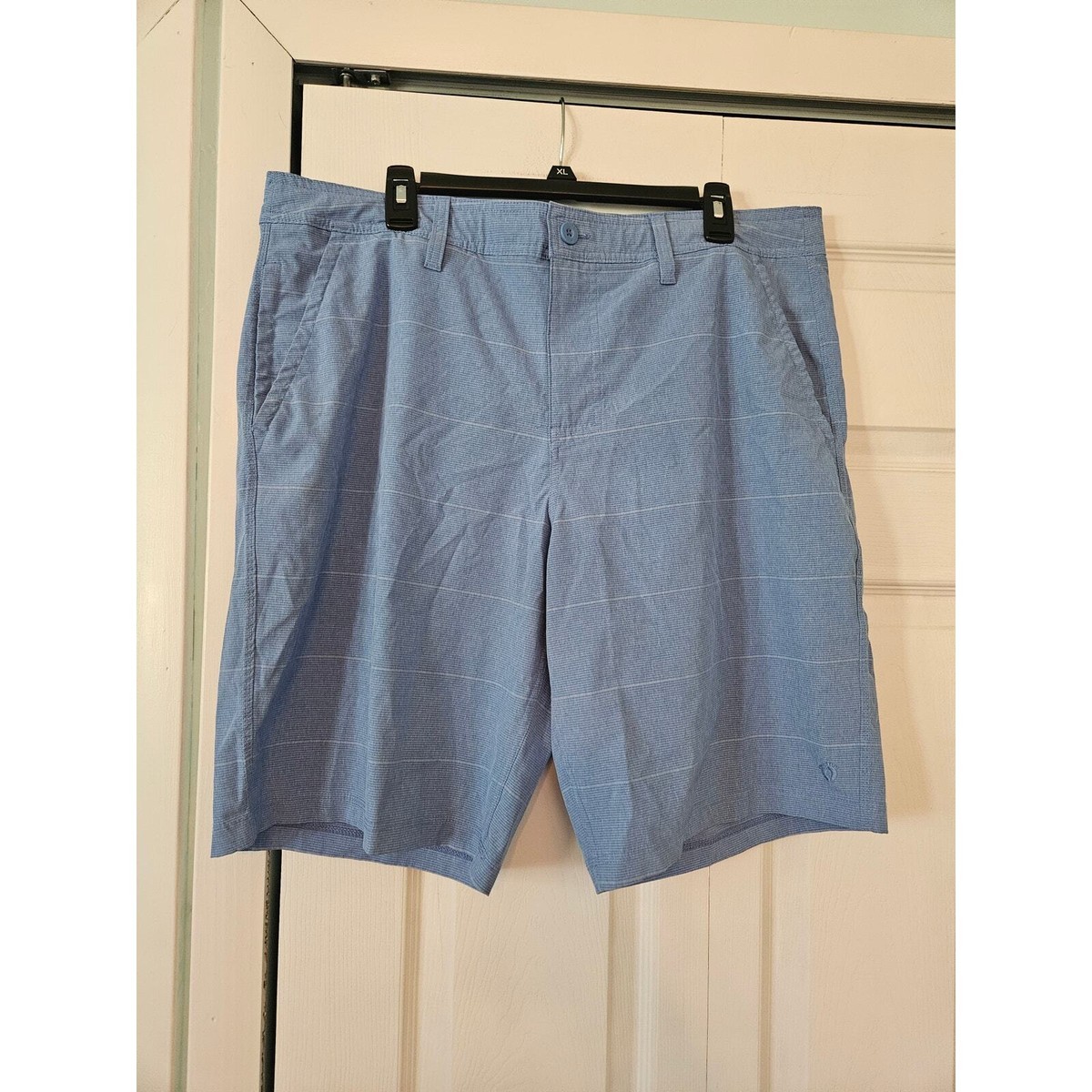 Hang Ten Hybrid Board Shorts Mens Sz 38 Surf Swim Quick Dry Striped Blue  NWOT