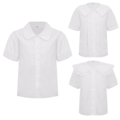 Kids Girls Shirt Cute Blouse Short Sleeve Top Lace Shirts Travel T-shirt Party