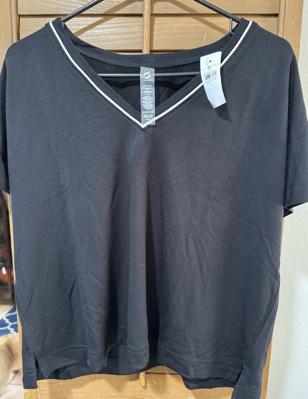 New Lou & Grey Black Softened Short Sleeve Top Size L