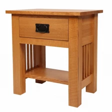 Amish, End Table with Drawer, Side Table, Mission Style, Quarter Sawn Oak, USA