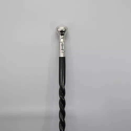 Beautiful Silver Finish Knob Handle Viking Wooden Walking Cane for Men and Women - Image 2 of 4