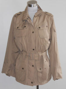 BARBOUR Khaki flyweight safari utility military cargo jacket UK12 US 8 ...