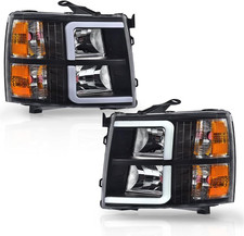 LED DRL Headlights Left  Right for 2007-2013 Chevy Silverado 1500 2500HD 3500HD
