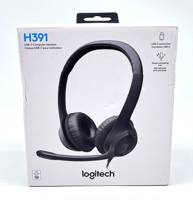 Logitech Wired USB-C Computer Headset With Built In Mic Model H391 - Black