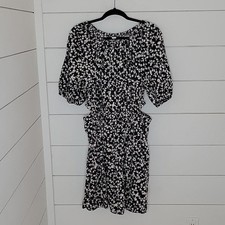 NWOT OLD NAVY large black & white floral cut out cotton midi dress