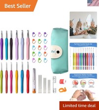 Portable 12-Piece Crochet Hooks Set with Blue Case for Easy Travel and Storage