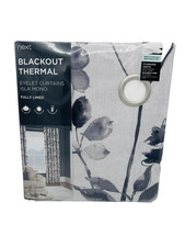 Next Grey Floral Curtains – 46x90" – Blackout Thermal Mono Design  