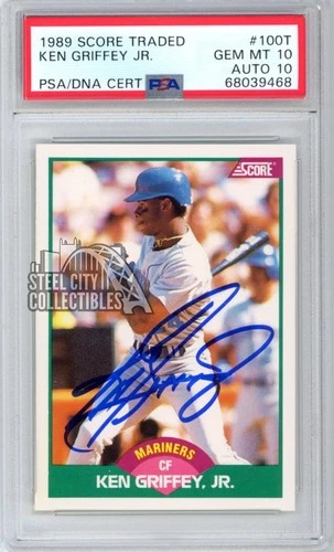 Ken Griffey Jr 1989 Score Traded Autograph Rookie Card #100T PSA 10 PSA/DNA 10