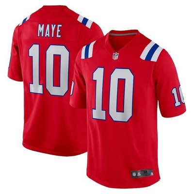 Men's Drake Maye Red Player Game Jersey - Fully Stitched