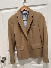 J Crew Mercantile Womens Schoolboy Blazer Jacket sz 0 Tan Gold Buttons Academia