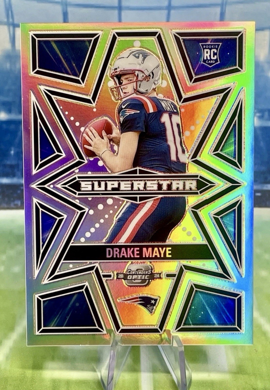 2024 Panini Contenders Optic Drake Maye Rookie RC Superstar Silver Holo CASE HIT