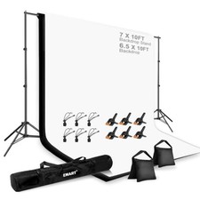 EMART 7x10 FT Photo Backdrop Stand Kit with 2pcs 6.5x10FT Backdrops