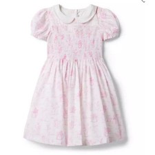 Janie and Jack The Charlotte Smocked Dress - Pink Bunny Toile Print