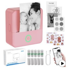Rosa Mini Tragbarer Thermodrucker für Handy Tasche Fotodrucker - 10 Rollen