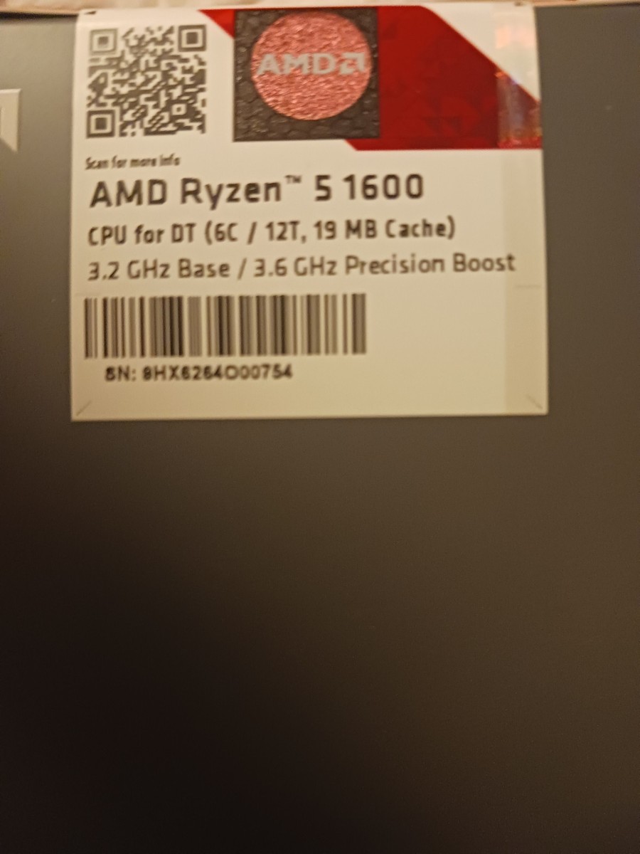 AMD Ryzen 5 1600 CPU 6-Core 12-Thread 19MB Cache 3.2GHz 3.6GHz