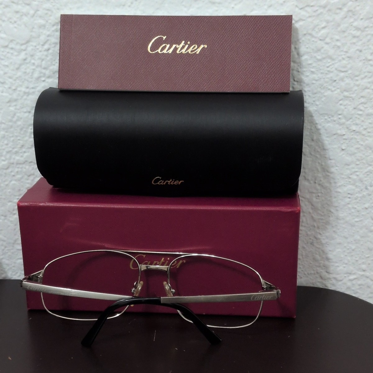 Cartier Silver Full Rim Metal Eyeglass Frames Unisex Adults