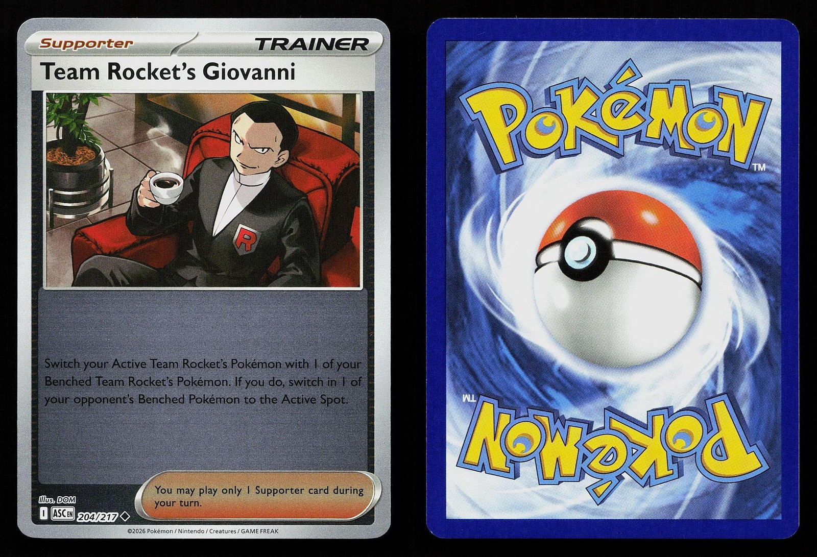 Team Rocket's Giovanni ME: Ascended Heroes 204/217 Reverse Holo Pokemon NM