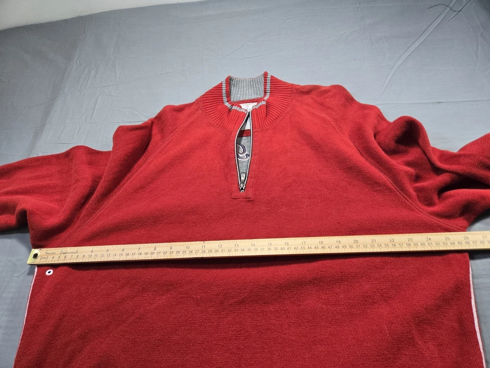 Boston Red Sox Sweater Large Red Tommy Bahama Quarter Zip Pullover Mens - Image 4 of 4